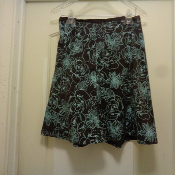 COCONUT GIRL ISLAND GIRL RAVE SPORT TROPICAL ISLAND SKIRT BROWN & BLUE LG - Picture 2 of 3